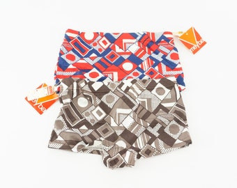 Bañador tipo slip Meyba vintage de los años 60 / Bañador geométrico de pierna cuadrada, Mod / NOS / M