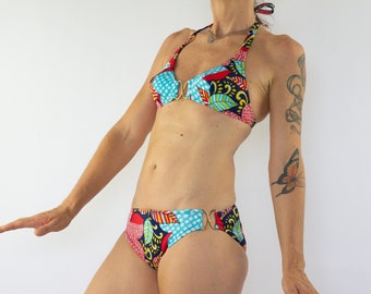 Bikini vintage Fortson de los años 70 / Traje de baño floral de dos piezas / Retro Mod / Traje de baño NOS / España / XS