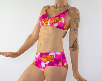 Vintage Bikini 1960s | Psychedelic Abstract Two Piece Swimsuit | Retro Mod | NOS Swimwear | Spain | S/M