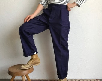 Vintage Chore Work Pants | 1970s | Workwear | Bleu de Travail | 100% Coton Indigo Sanfor | Made in France | NOS | Size S/M