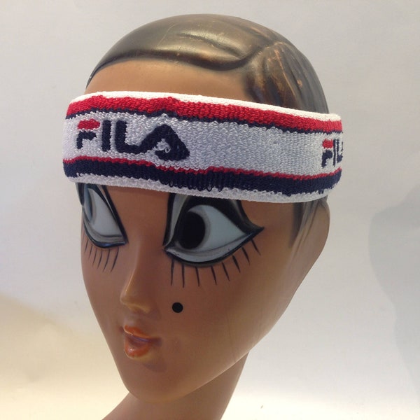 Fila | Bandeau de Tennis Vintage | 1980s | Blanc/Bleu/Rouge | Bandeau Sport Rétro | NOS | Made in Italy | Taille Unique