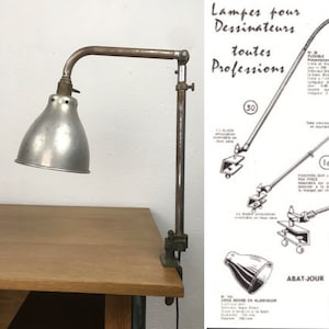 Vintage Alphonse Pinoit Ki-e-Klair Lampe | Französische Industrie Teleskop Architekten Schreibtisch Lampe