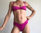 Fila Vintage Bikini 1980s 2 Piece Swimsuit High Waist Fuchsia Swimsuit 80s Swimwear Deadstock Size S M