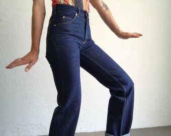 J.A.J. Westland | French Vintage Jeans | 1970s | Straight Cut Denim Pants | High Waist | Dark Indigo | Made in France | NOS | EU34 US26