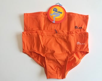 Solar | Vintage Swim Brief | 1970s | Men's Swimwear | Athletic Swim Brief | Orange | Made in W-Germany | NOS | Size S/M