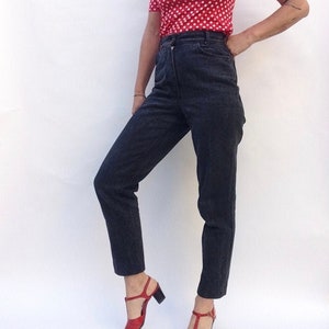 Kenzo Jeans Black Vintage 1980s | High Waist Stone Washed Tapered Pants | Retro Denim | Made in France | Size S