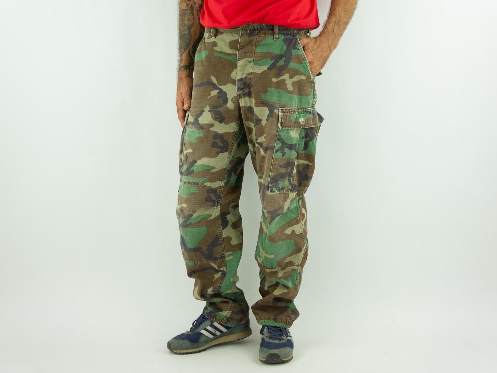 Vintage US Army Jungle Trousers 1980s | M81 Woodland Camo Combat