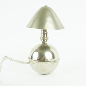 Modernist Bedside Lamp | 1930s | Table/Desk Lamp | Ball Base in Chrome Metal | Adjustable Shade | Art Deco | Made in France