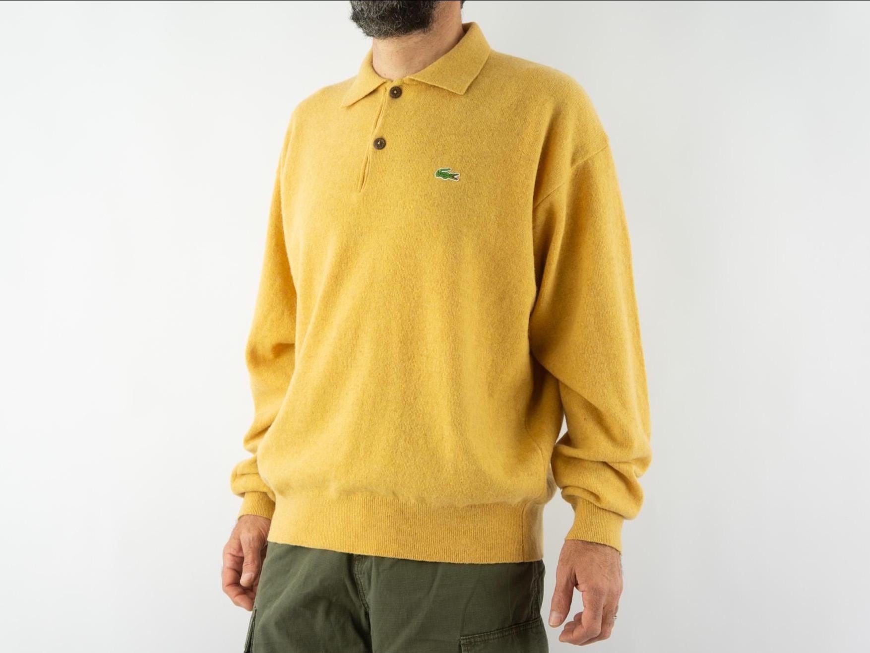 Lacoste Pullover Strick Gelb Lacoste Damen 90s Vintage Embroidered