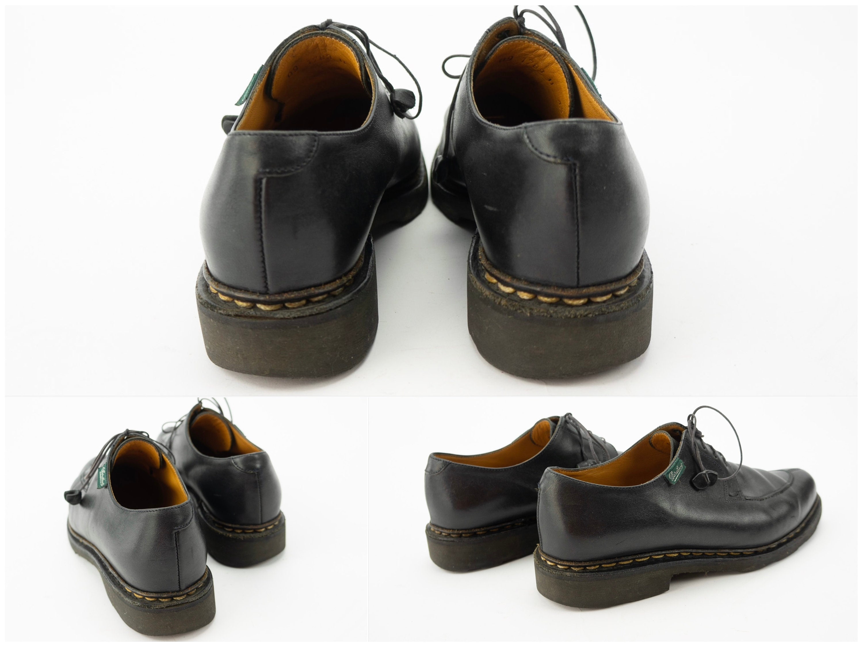 Paraboot Rousseau Vintage Derby Shoes 1980s | Classic Black