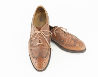 Sapatos Oxford Oxford Bally Brogues Vintage dos anos 80 | Couro Marrom com Bico Wingtip | Tamanhos UK 6,5-7 | US 7-7,5