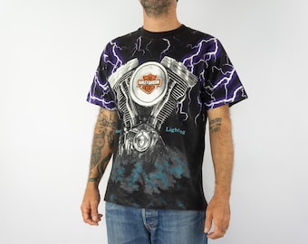 90sレーシングコラボ HARLEY DAVIDSON Tシャツ 3D emblem］90's Harley-Davidson”ハーレーダビッドソン”wolf T