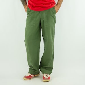 Vintage US Army OG-107 Pants 1960s | Fatigue Trousers 1st Pattern | Utility Military Pants Type 1 | Olive Green Cotton | Made in USA | S/M