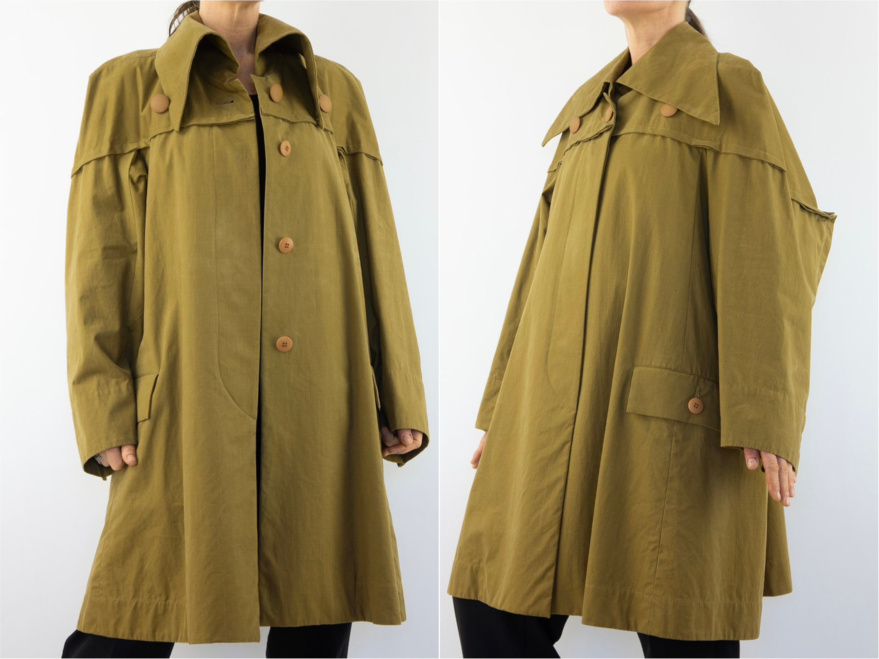 ジャケット・アウター ISSEY MIYAKE / 90's military long coat Issey Miyake Windcoat khaki oversized parka that folds into