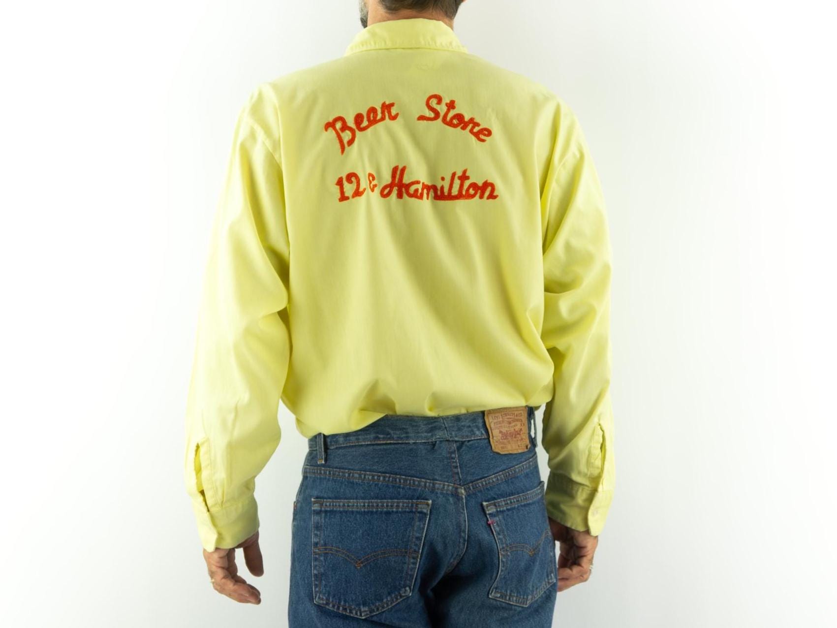 Vintage Unitog Work Shirt 1960s | Light Yellow, Beer Store