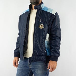 Moniteur | Vintage Ski Jacket | 1980s | Blue Puffer Jacket | Retro Winter Bomber Jacket | Ski Outerwear | Anorak | Retro Ski Fashion | M