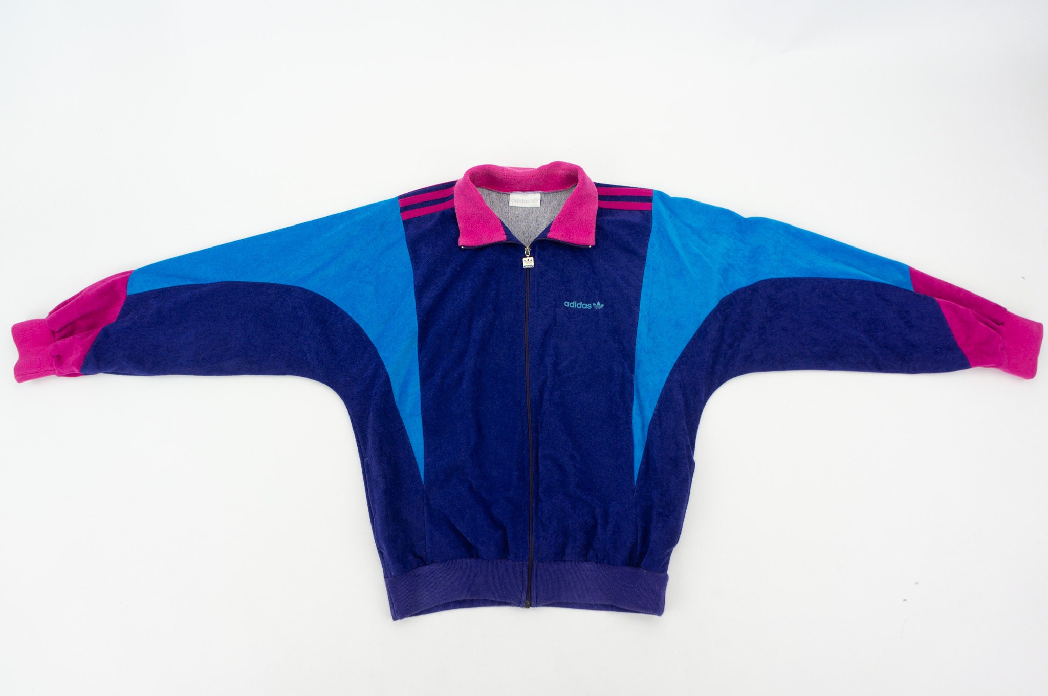 Adidas Terminator Vintage Track Jacket 1980 90s Tracksuit Jacket Peach Skin Purple blue pink Trefoil Size M L Etsy Israel