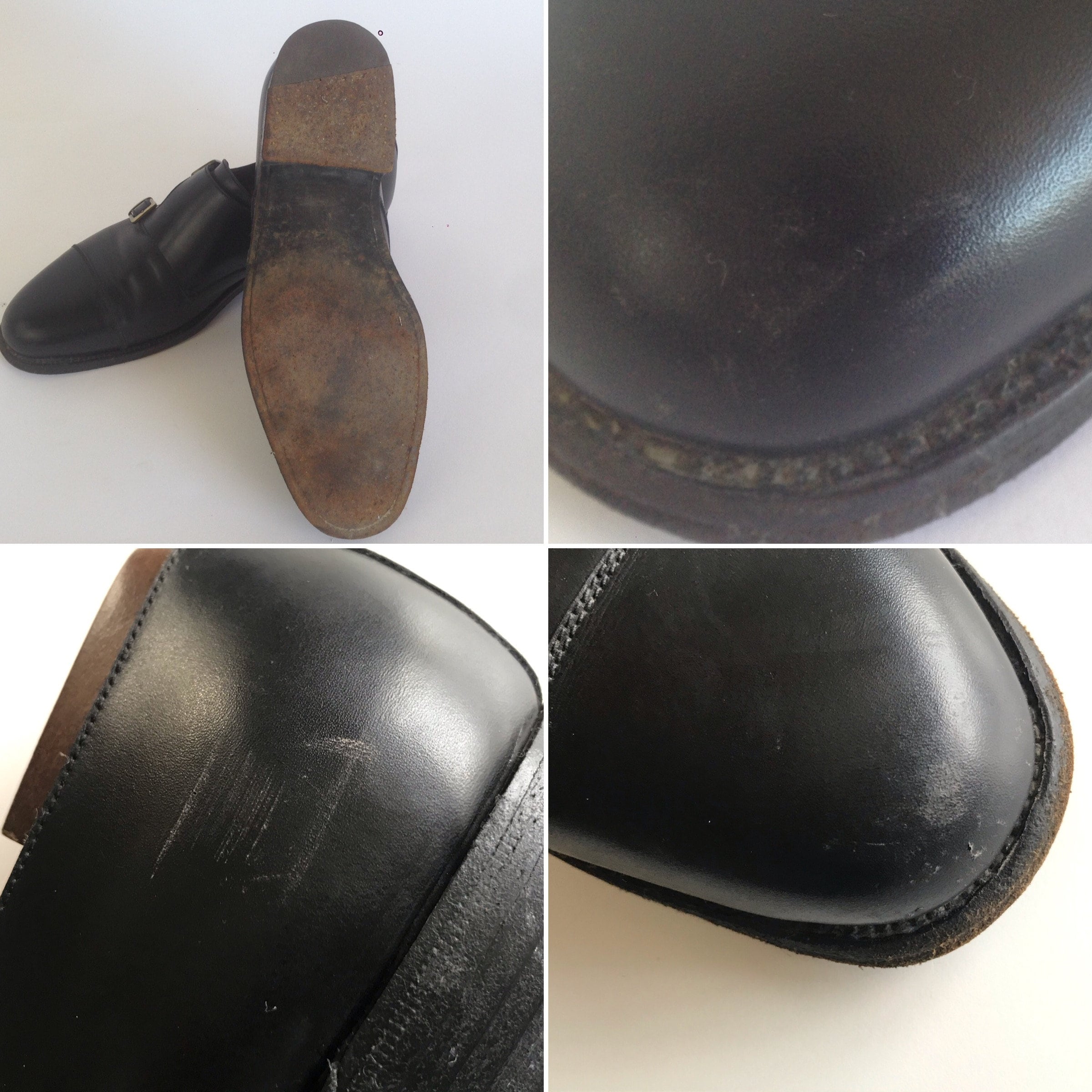 Vintage J.M. Weston Monk Strap Shoes 1980s | Black Leather Derby 