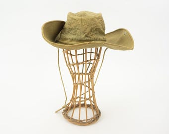 Vintage Military Bush Hat 1950s | French Army TAP47 Cotton Jungle Hat | Indochina & Algerian War