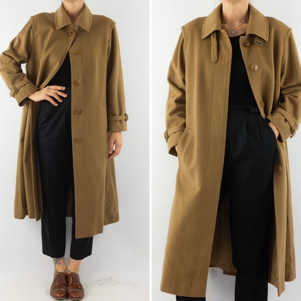 Burberrys | Manteau Original Loden Vintage | 1980s | Manteau Long en Laine Beige | Pardessus Tyrolien | Trench | Made in Austria | Size L