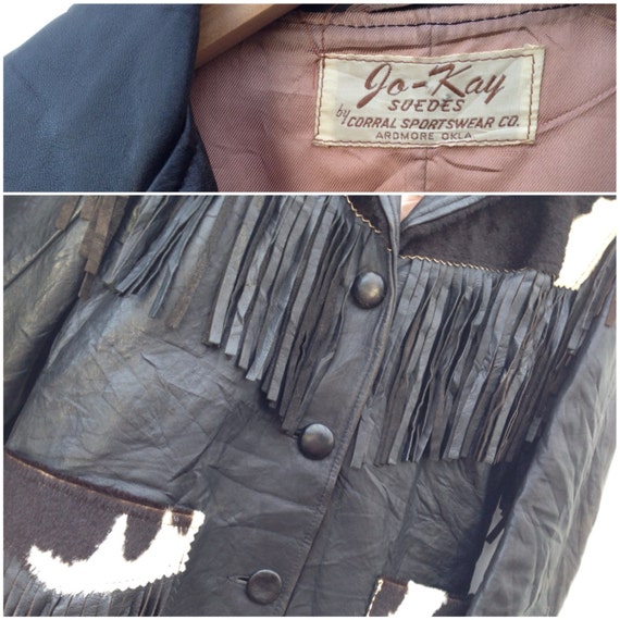Vintage Jo-kay Western Wear Leather Jacket 1970s | Fringed Cowhide