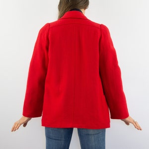 Manteau Vintage Oversize Rose-Rouge En Laine - Taille L, Occasion Très Bon État