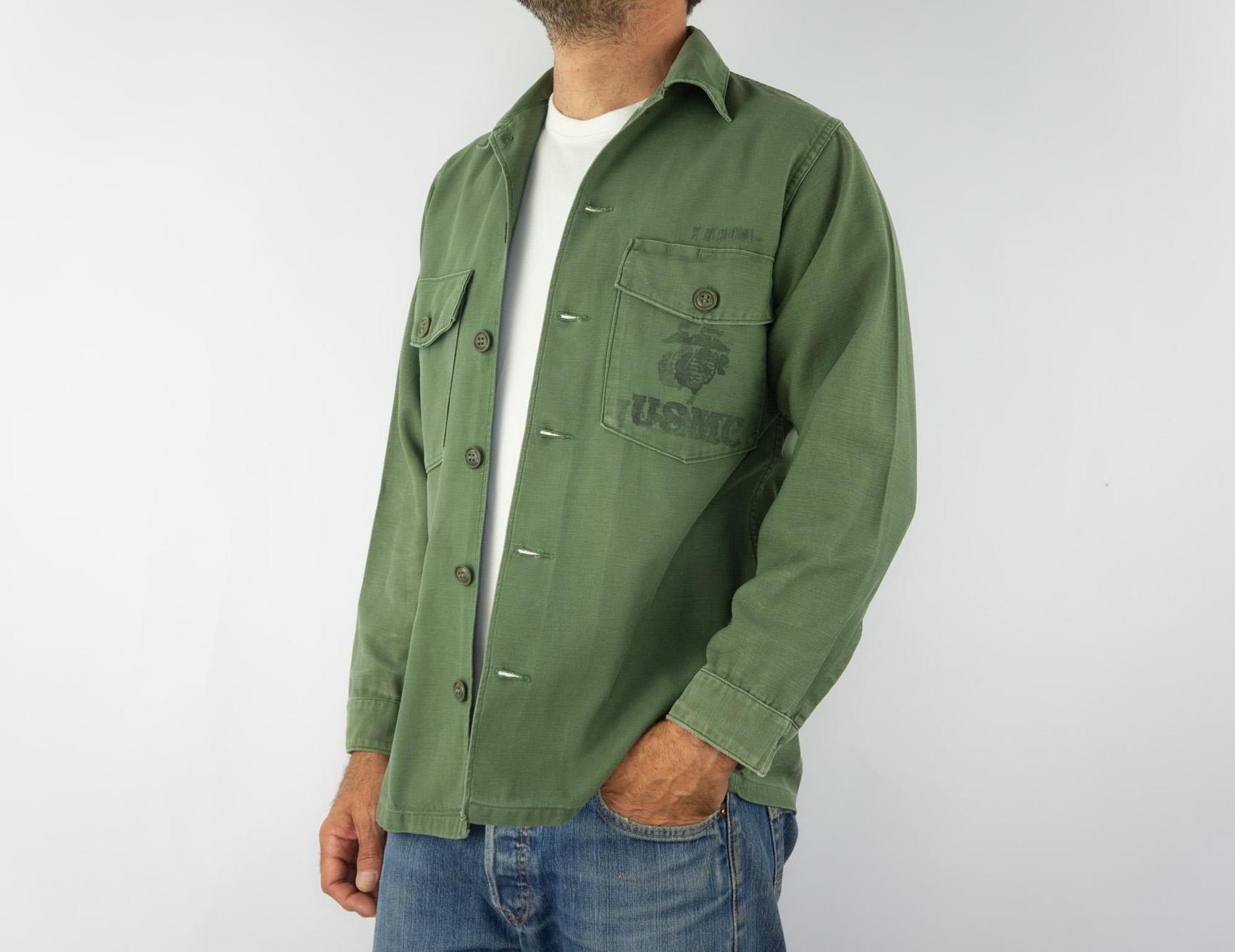 希少60s US. ARMY OG107 Utility Shirt Type3 Vintage OG 107 Us Army Fatigue Shirt 1960s | Usmc Military Utility