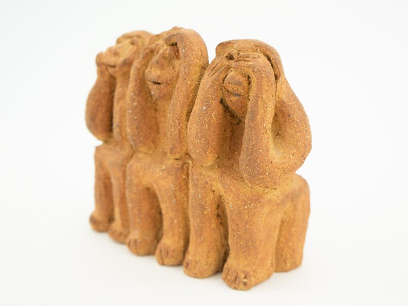Vintage Brutalist Sculpture 1970s | Seated Terracotta Figures | Naive Art, Unique Piece | Made in Spain image 2