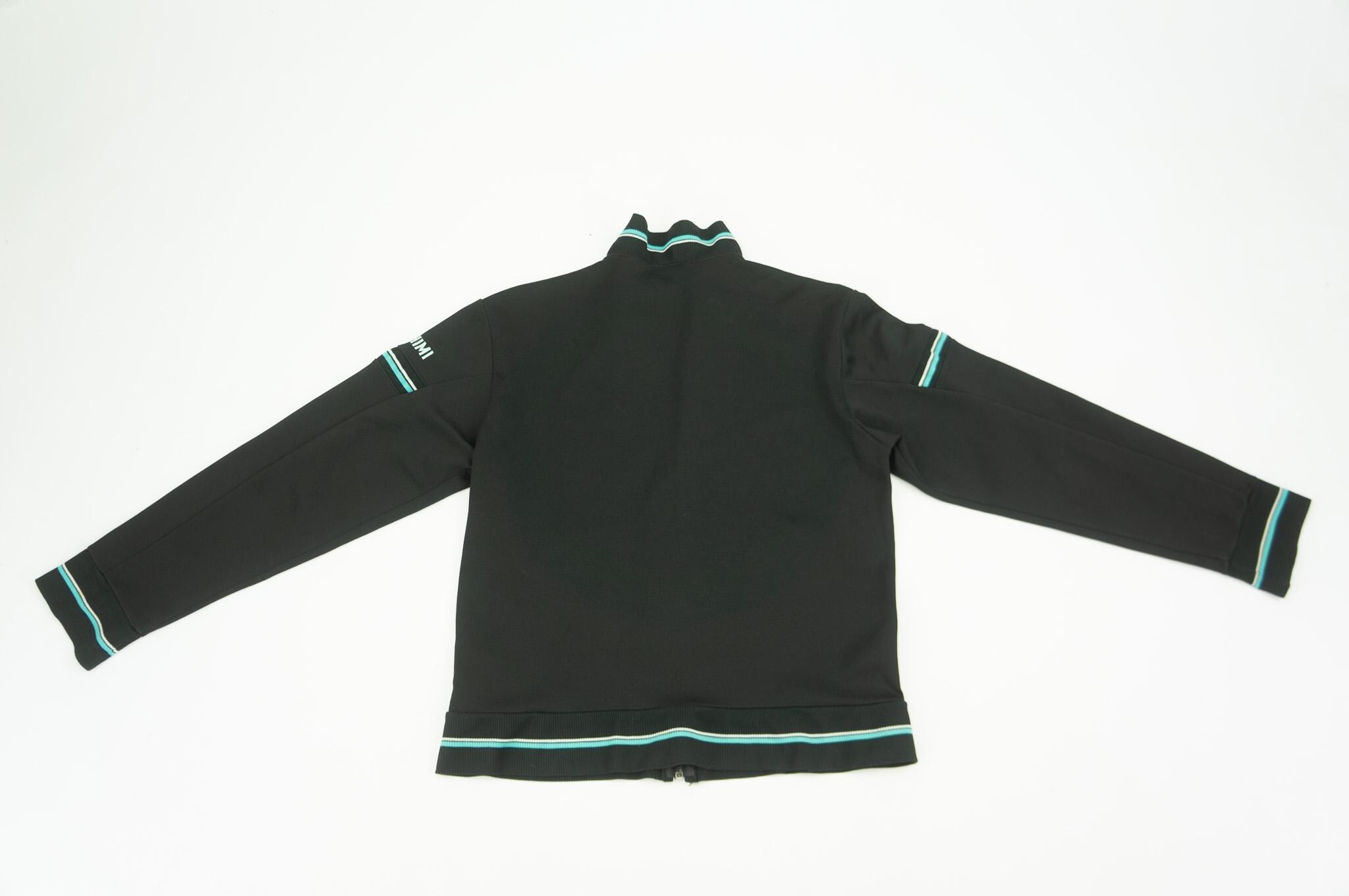 Vintage Adidas Track Jacket 1980s | Black, Turquoise Stripes 