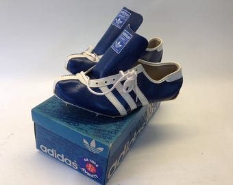 Adidas Avanti Vintage Sprint Spikes 1970s | Blue White Leather | Track & Field Athletic Shoes | NOS