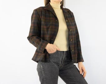 Vintage Pendleton Woll Jacke 1950er Jahre | Karierter Blazer, Kerbkragen | USA | S/M