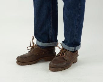 Vintage 90s Timberland 3 Eye Classic Lug Moc Toe Boat Shoes