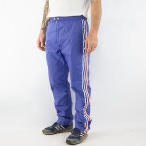 Adidas Ventex | Vintage Windbreaker Pants | 1980s | Nylon Pants with 3 Stripes | Blue/Red/White  | Athletic Pants | Made in France | Size M