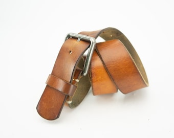 Vintage 1970 Rustic Tan suede Leather brass buckle classic western belt wide Vintage Soft Woven Brown Leather Western Belt Brass Buckle  main image 3