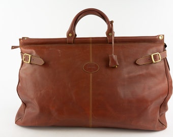 Vintage Travel Bag | 1990s | Brown Leather Bag | Overnight Bag | Weekender Travel Bag | Holdall Bag | Made in Spain | Large Size