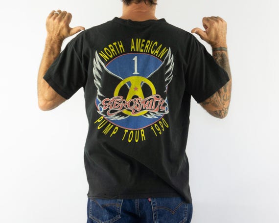 Vintage Aerosmith Pump Tour T-shirt 1990s | Black Cotton Rock Tee