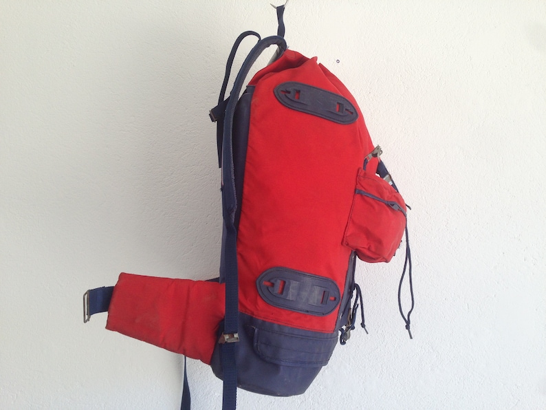 Redblue Vintage French backpack 1970s Hiking bag Millet Big size