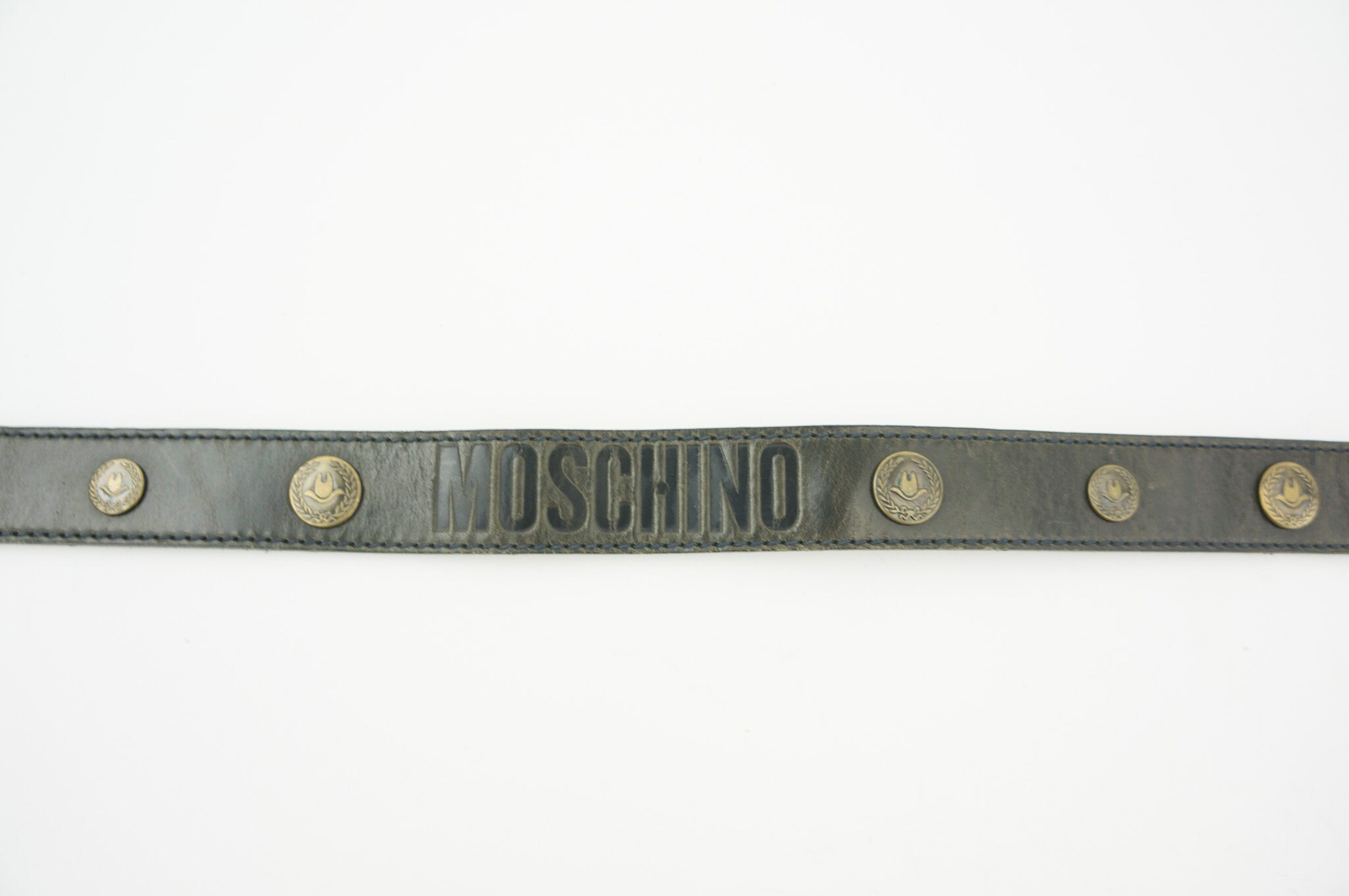 Moschino Vintage Belt 1980s | Black Leather Brass Buckle  display picture 2