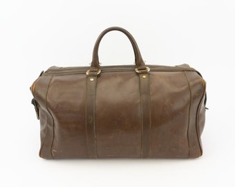 Vintage Reisetasche | 1980er Jahre | Lederhandtasche | Dunkelbraun | Handtasche | Weekender Tasche | Reisetasche | Kleine Reisetasche | Hergestellt in Frankreich