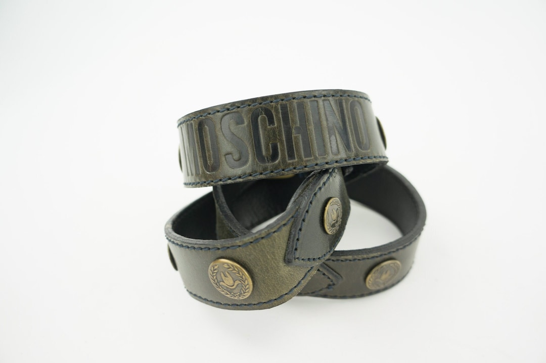 Moschino Vintage Belt 1980s | Black Leather Brass Buckle  display picture 2