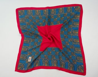 Yves Saint Laurent Vintage Silk Scarf 1980s | Red & Blue
