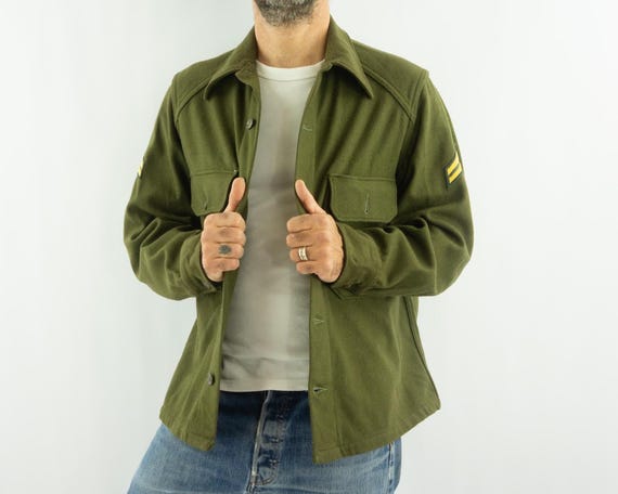 Vintage Wool Field Shirt 1950s | U.S. Army OG-108 Military Utility