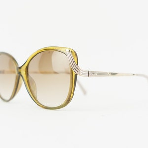 Christian Dior | Vintage Sunglasses | 1970s | Green Acetate Frame / Gold Temples | Brown Gradient Lenses | Made in Germany