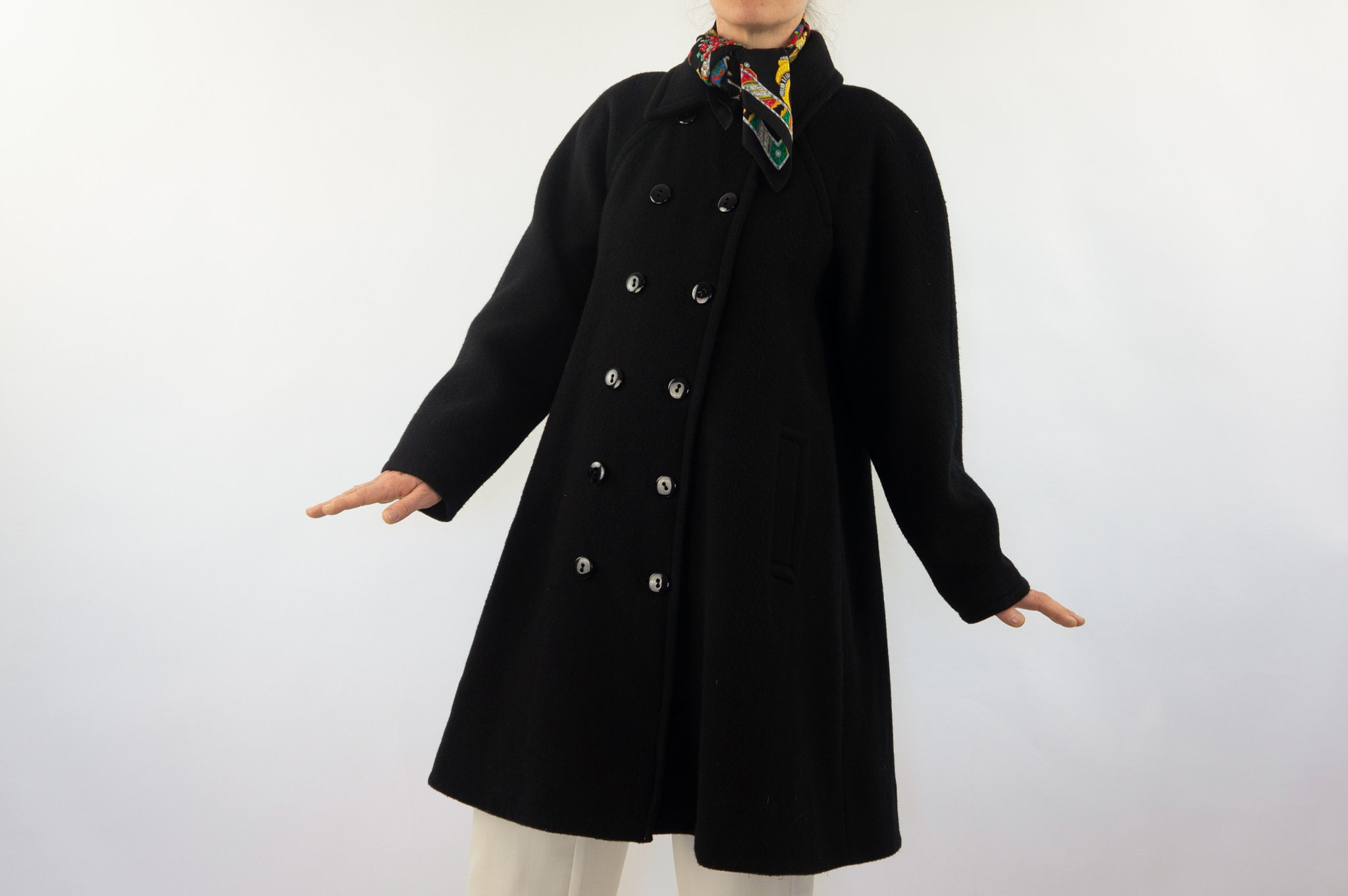 希少イヴサンローランヴィンテージダブルブレストニットジャケット(ピーコート) SAINT LAURENT サンローラン ピーコート 720194 Y632N レディース