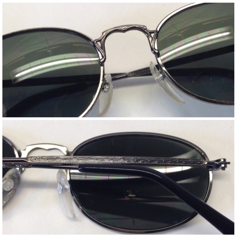 Lunettes de Soleil Vintage 1980s Lunettes Ovales Métal Gris / Verre Gris Style John Lennon Made in France NOS image 7