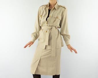 Phoebus Vintage Skirt Suit 1990s | Saharan Jacket & Pencil Skirt | Retro Tailleur | France | S