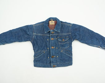 Wrangler | Veste à Plis en Jean Vintage | 1950s | Doublure en Laine | Selvedge Denim | Sanforized | Blue Bell | Made in USA | Taille Enfant