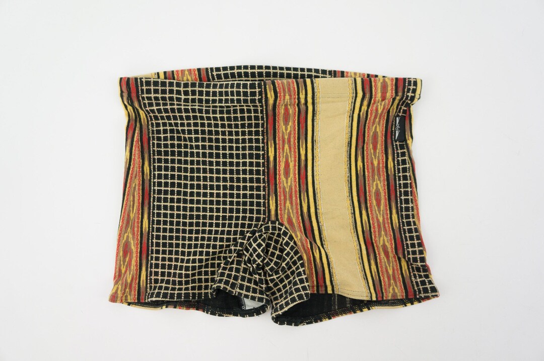 Vintage Mens Swimwear 1970s Swim Shorts With Abstract Etsy