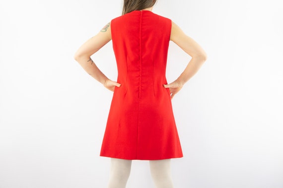 Vintage A-Line Dress | 1960s | Red Mod Dress | Tr… - image 4