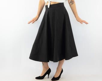 80年代のブラックコットンのふんわりボリュームのあるスカート